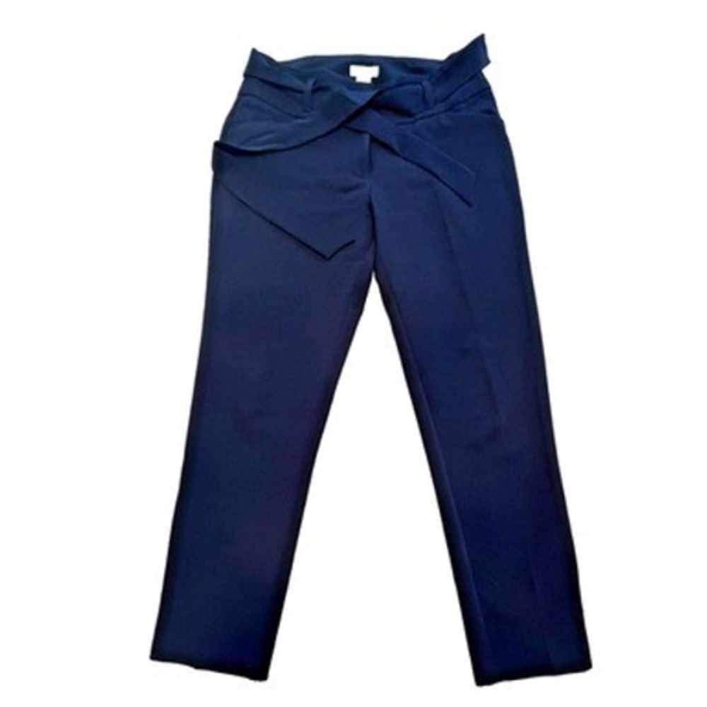 Soho Apparel LTD Pants Womens 8 Dark Blue Belted Slacks Trousers Stretchy